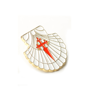 Metal pin - Camino shell with Santiago's cross