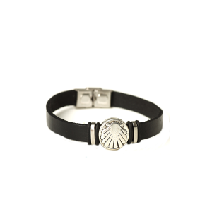 Leather bracelet men with Camino-shell