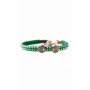 Leather bracelet glitter with Camino-shell, green