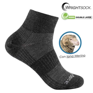 Wrightsock Merino Coolmesh II – Quarter grey-black